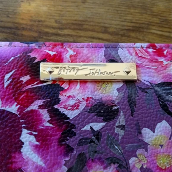 **Sold on Mercari** Betsey Johnson Purple Floral Long Checkbook Wallet - Picture 2 of 8
